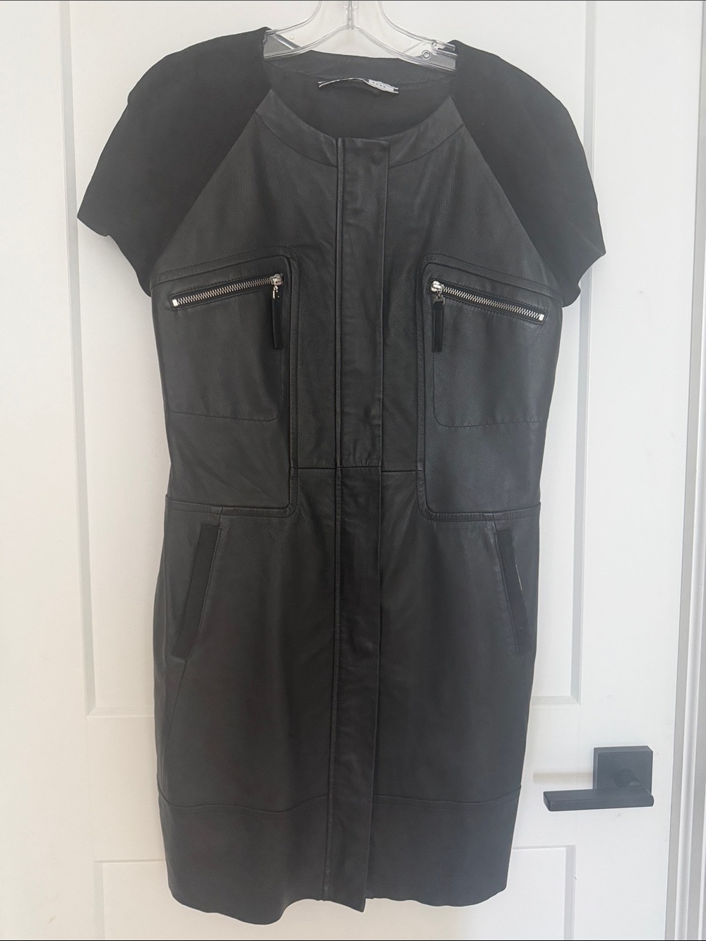 Sportmax Black Leather Jacket with Labeled Interior
